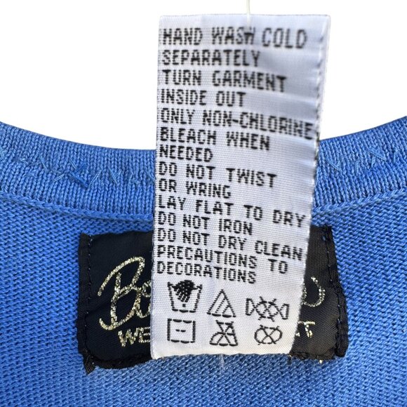 Bob Mackie Wearable Art Blue Beaded Dragonfly Design Knit Cardigan Sweater New S - Picture 6 of 8